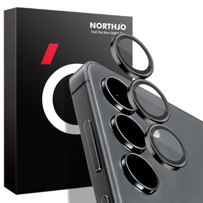 Pour Samsung Galaxy S24+ 5G NORTHJO Objectif de l'appareil photoCD Vein Anneau métallique Film en verre trempé (Noir)