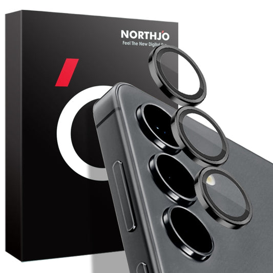 Pour Samsung Galaxy S24+ 5G NORTHJO Objectif de l'appareil photoCD Vein Anneau métallique Film en verre trempé (Noir)