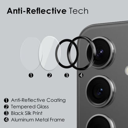 Pour Samsung Galaxy S24+ 5G NORTHJO Objectif de l'appareil photoCD Vein Anneau métallique Film en verre trempé (Noir)
