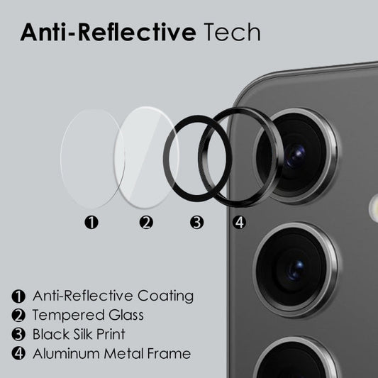 Pour Samsung Galaxy S24+ 5G NORTHJO Objectif de l'appareil photoCD Vein Anneau métallique Film en verre trempé (Noir)