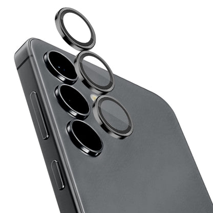 Pour Samsung Galaxy S24+ 5G NORTHJO Objectif de l'appareil photoCD Vein Anneau métallique Film en verre trempé (Noir)