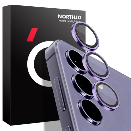 Pour Samsung Galaxy S24+ 5G NORTHJO Anneau métallique Vein CD pour objectif d'appareil photo Film en verre trempé (violet)
