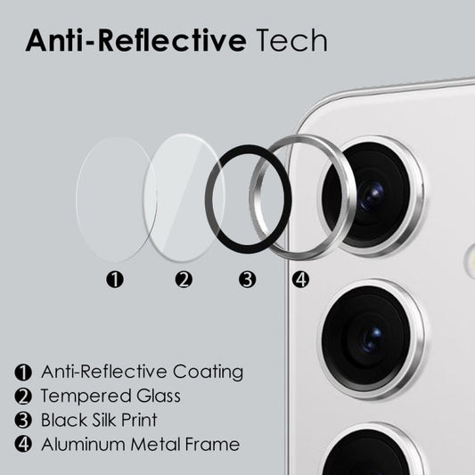 Pour Samsung Galaxy S24+ 5G NORTHJO Protecteur d'objectif d'appareil photo en verre trempé avec anneau métallique Vein CD (argent)