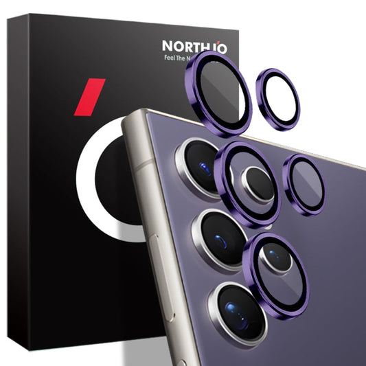 Pour Samsung Galaxy S24 Ultra 5G NORTHJO Objectif d'appareil photo CD Vein Anneau métallique Film en verre trempé (violet)