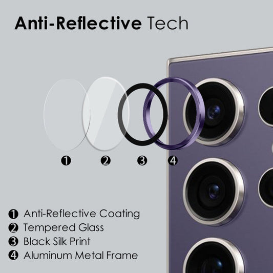 Pour Samsung Galaxy S24 Ultra 5G NORTHJO Objectif d'appareil photo CD Vein Anneau métallique Film en verre trempé (violet)