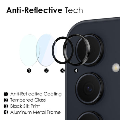 For Samsung Galaxy A35 5G NORTHJO Camera LensCD Vein Metal Ring Tempered Glass Film(Black)