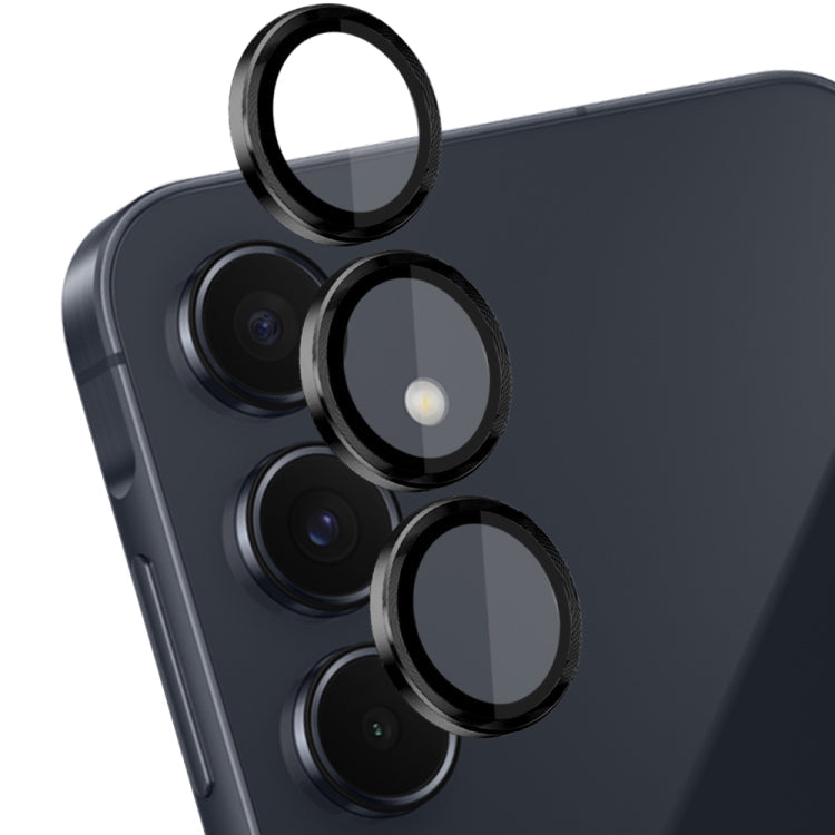 For Samsung Galaxy A55 5G NORTHJO Camera LensCD Vein Metal Ring Tempered Glass Film(Black)