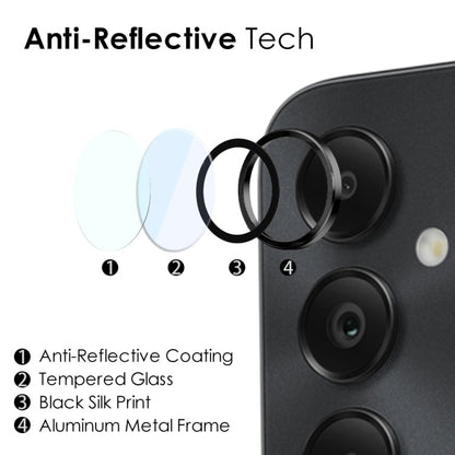 For Samsung Galaxy A05s 4G NORTHJO Camera LensCD Vein Metal Ring Tempered Glass Film(Black)