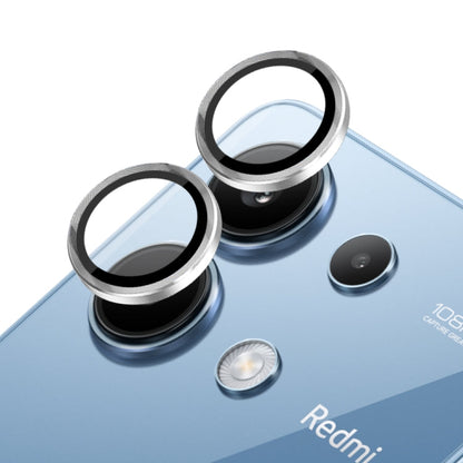 For Xiaomi Redmi Note 13 4G NORTHJO Camera LensCD Vein Metal Ring Tempered Glass Film(Silver)