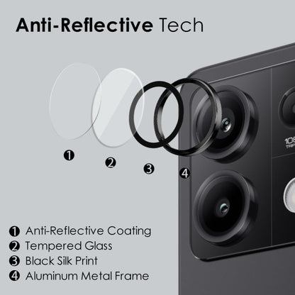 For Xiaomi Redmi Note 13 5G NORTHJO Camera LensCD Vein Metal Ring Tempered Glass Film(Black)