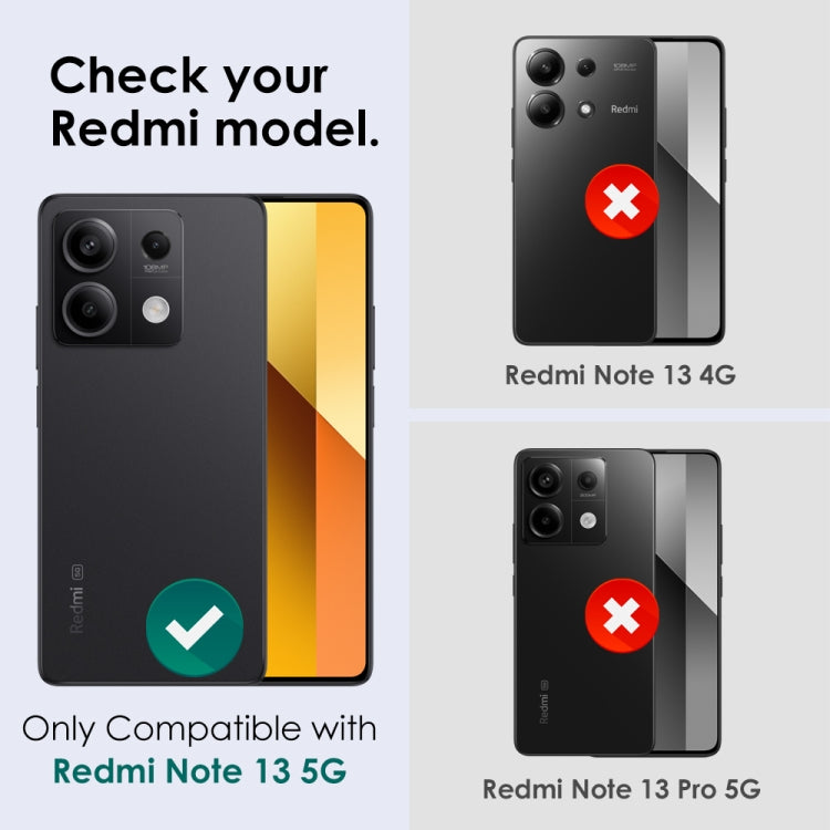 For Xiaomi Redmi Note 13 5G NORTHJO Camera LensCD Vein Metal Ring Tempered Glass Film(Black)