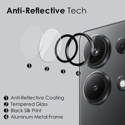 For Xiaomi Redmi Note 13 Pro 4G NORTHJO Camera LensCD Vein Metal Ring Tempered Glass Film(Black)