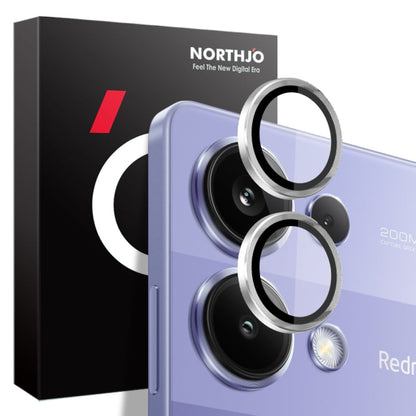 Pour Xiaomi Redmi Note 13 Pro 4G NORTHJO Cache Objectif en Métal Veine CD Film en Verre Trempé (Argent)