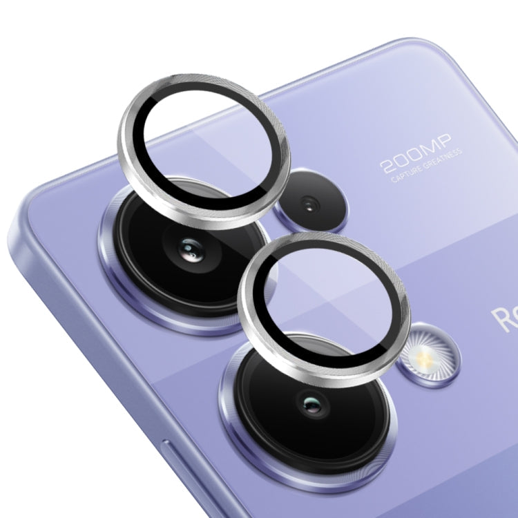 Pour Xiaomi Redmi Note 13 Pro 4G NORTHJO Cache Objectif en Métal Veine CD Film en Verre Trempé (Argent)