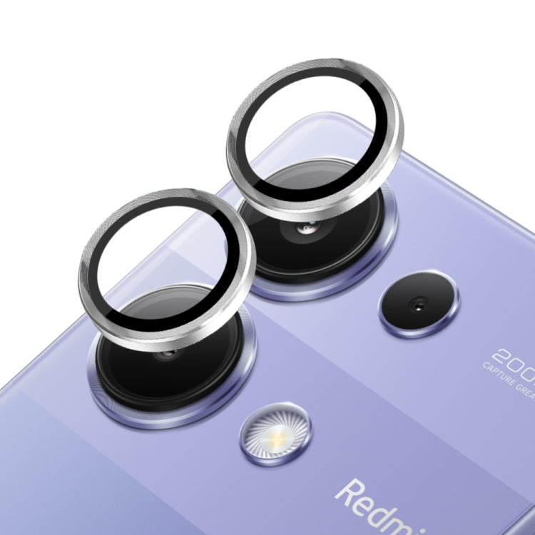 Pour Xiaomi Redmi Note 13 Pro 4G NORTHJO Cache Objectif en Métal Veine CD Film en Verre Trempé (Argent)