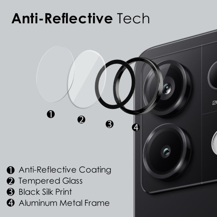 For Xiaomi Redmi Note 13 Pro 5G NORTHJO Camera LensCD Vein Metal Ring Tempered Glass Film(Black)