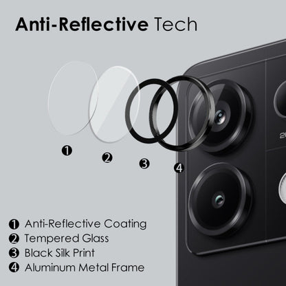 For Xiaomi Redmi Note 13 Pro 5G NORTHJO Camera LensCD Vein Metal Ring Tempered Glass Film(Black)