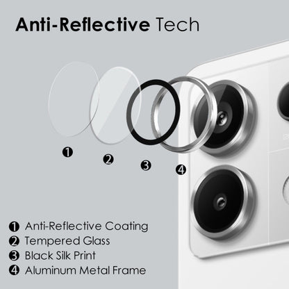 For Xiaomi Redmi Note 13 Pro 5G NORTHJO Camera LensCD Vein Metal Ring Tempered Glass Film(Silver)