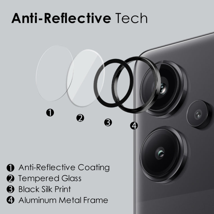 For Xiaomi Redmi Note 13 Pro+ 5G NORTHJO Camera LensCD Vein Metal Ring Tempered Glass Film(Black)