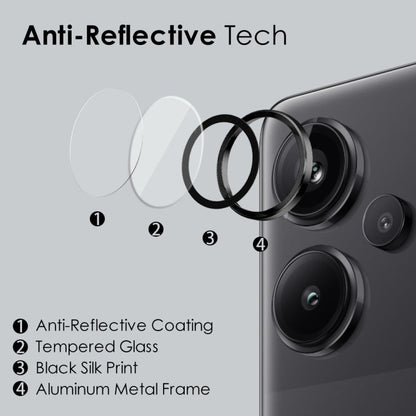 For Xiaomi Redmi Note 13 Pro+ 5G NORTHJO Camera LensCD Vein Metal Ring Tempered Glass Film(Black)