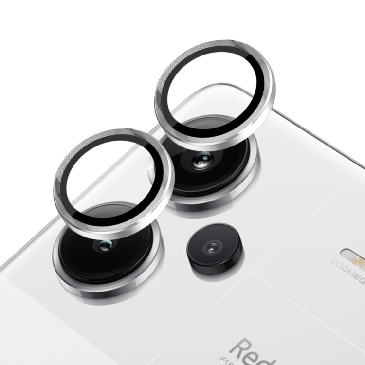 For Xiaomi Redmi Note 13 Pro+ 5G NORTHJO Camera LensCD Vein Metal Ring Tempered Glass Film(Silver)