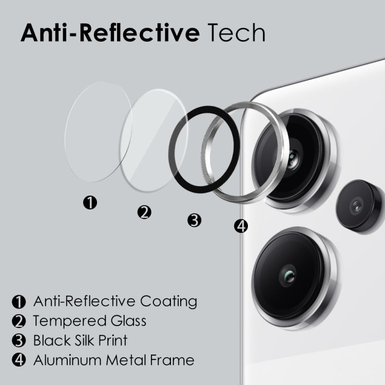 For Xiaomi Redmi Note 13 Pro+ 5G NORTHJO Camera LensCD Vein Metal Ring Tempered Glass Film(Silver)