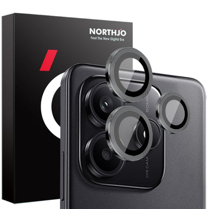 For Xiaomi Redmi Note 14 5G NORTHJO Camera LensCD Vein Metal Ring Tempered Glass Film(Black)