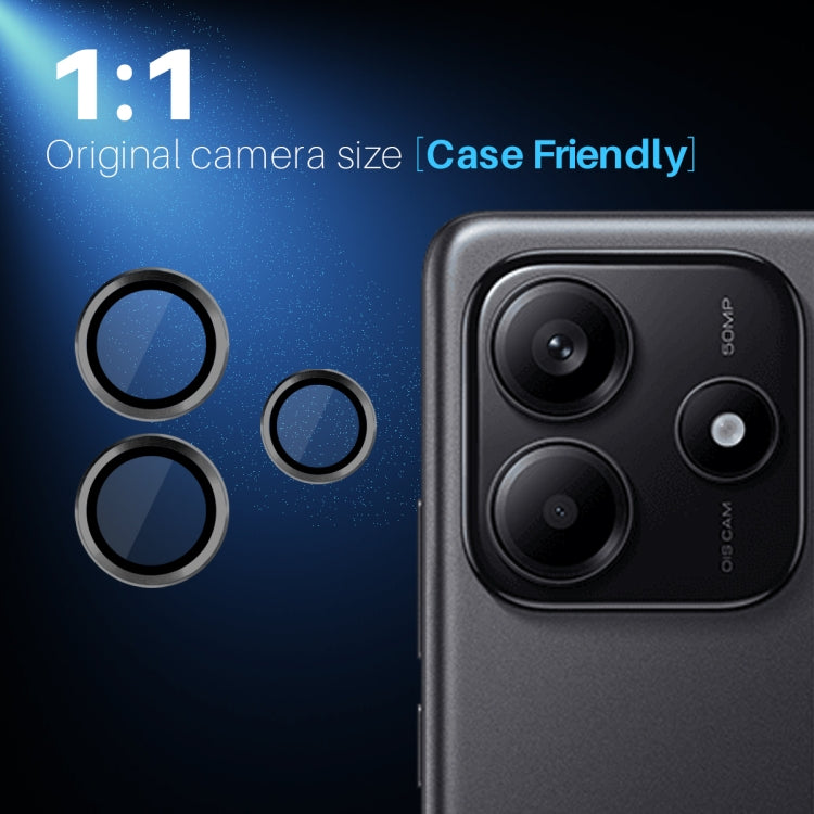 For Xiaomi Redmi Note 14 5G NORTHJO Camera LensCD Vein Metal Ring Tempered Glass Film(Black)