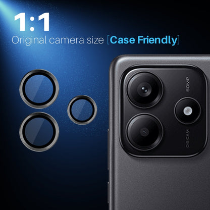 For Xiaomi Redmi Note 14 5G NORTHJO Camera LensCD Vein Metal Ring Tempered Glass Film(Black)
