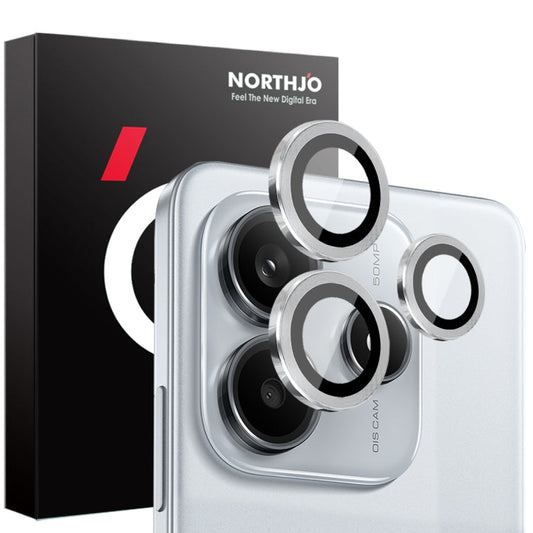 For Xiaomi Redmi Note 14 5G NORTHJO Camera LensCD Vein Metal Ring Tempered Glass Film(Silver)