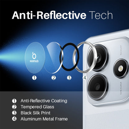 For Xiaomi Redmi Note 14 5G NORTHJO Camera LensCD Vein Metal Ring Tempered Glass Film(Silver)