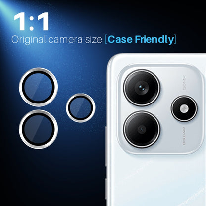 For Xiaomi Redmi Note 14 5G NORTHJO Camera LensCD Vein Metal Ring Tempered Glass Film(Silver)