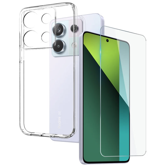 Pour Xiaomi Redmi Note 13 Pro 5G NORTHJO Coque de téléphone en TPU transparent avec film en verre trempé (Transparent)