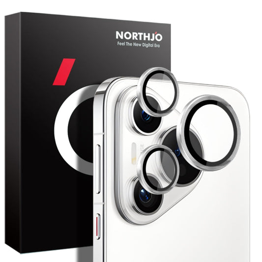 Pour Huawei Pura 70 NORTHJO Anneau métallique en forme de veines CD pour objectif d'appareil photo, film en verre trempé (argent)