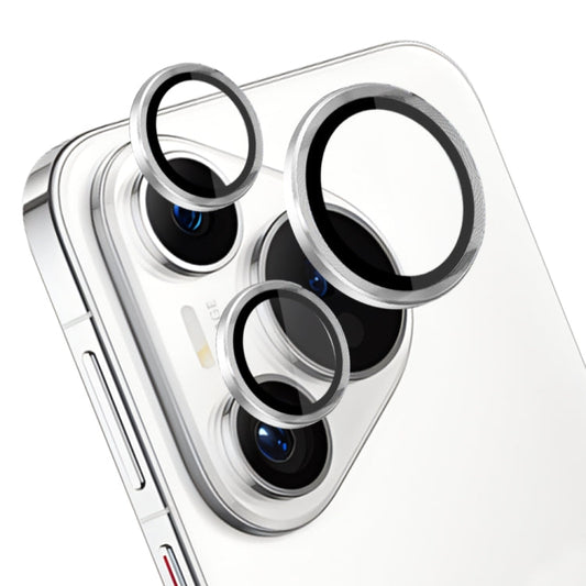 Pour Huawei Pura 70 NORTHJO Anneau métallique en forme de veines CD pour objectif d'appareil photo, film en verre trempé (argent)