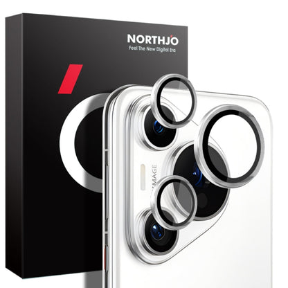 For Huawei Pura 70 Pro NORTHJO Camera Lens CD Vein Metal Ring Tempered Glass Film(Silver)