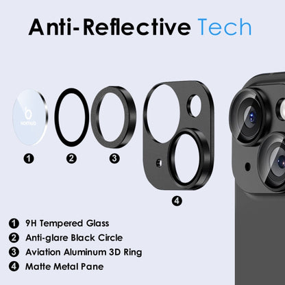 For iPhone 15 / 15 Plus NORTHJO Matte Camera Lens Protector Tempered Glass Rear Lens Film(Black)