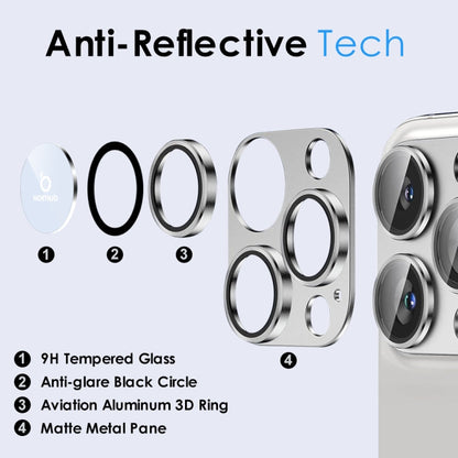 For iPhone 15 Pro / 15 Pro Max NORTHJO Matte Camera Lens Protector Tempered Glass Rear Lens Film(Silver)