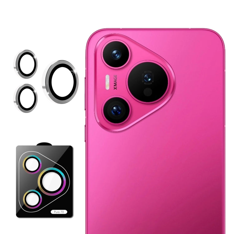 For Huawei Pura 70 ENKAY Hat-Prince 9H Rear Camera Lens Aluminium Alloy Tempered Glass Film(Silver)
