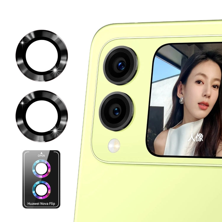 For Huawei nova Flip ENKAY Hat-Prince 9H Rear Camera Lens Aluminium Alloy Tempered Glass Film(Black)