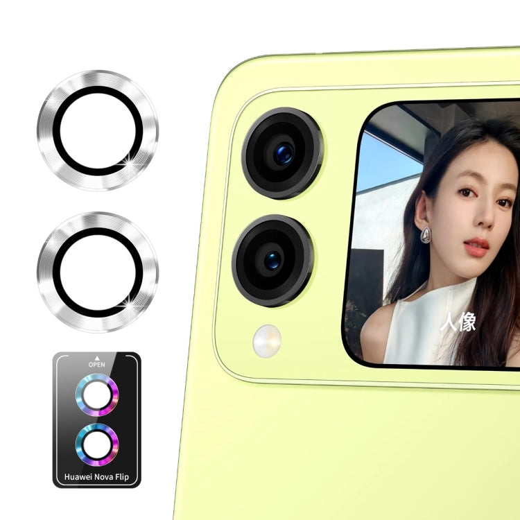 For Huawei nova Flip ENKAY Hat-Prince 9H Rear Camera Lens Aluminium Alloy Tempered Glass Film(Silver)