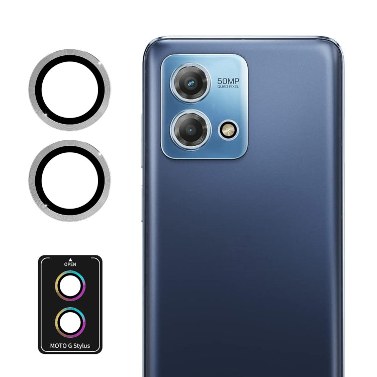 Pour Motorola Moto G Stylus 5G 2023 ENKAY Hat-Prince Film en verre trempé en alliage d'aluminium pour objectif de caméra arrière 9H (argent)