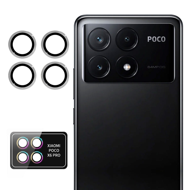For Xiaomi Poco X6 Pro ENKAY Hat-Prince 9H Rear Camera Lens Aluminium Alloy Tempered Glass Film(Silver)