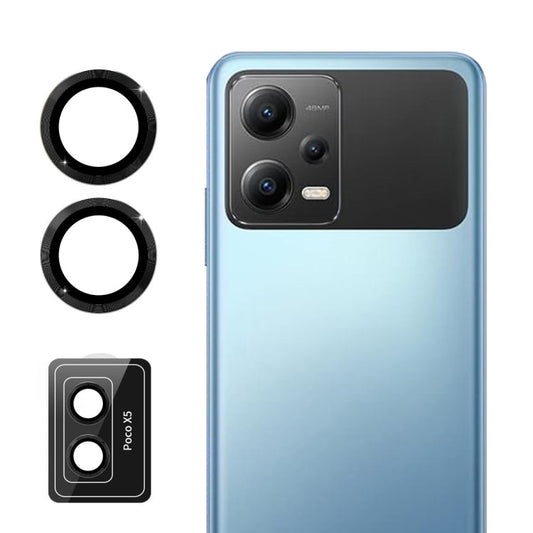For Xiaomi Poco X5 ENKAY Hat-Prince 9H Rear Camera Lens Aluminium Alloy Tempered Glass Film(Black)