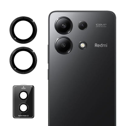 Pour Redmi Note 13 5G ENKAY Hat-Prince Film en verre trempé en alliage d'aluminium pour objectif d'appareil photo arrière 9H (Noir)