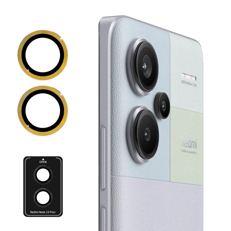 Pour Xiaomi Redmi Note 13 Pro+ 5G ENKAY Hat-Prince 9H Film de protection en verre trempé en alliage d'aluminium pour objectif de caméra arrière (Doré)