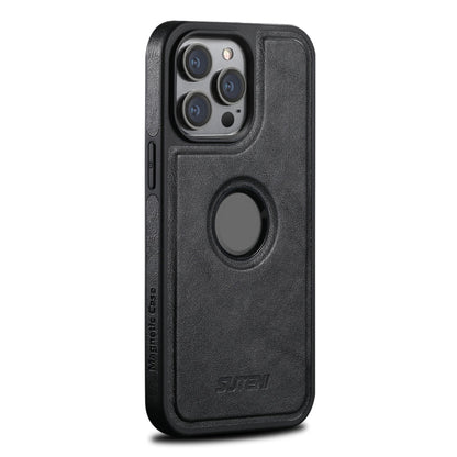 For iPhone 13 Pro Suteni G1 Magsafe Leather Back Phone Case(Black)