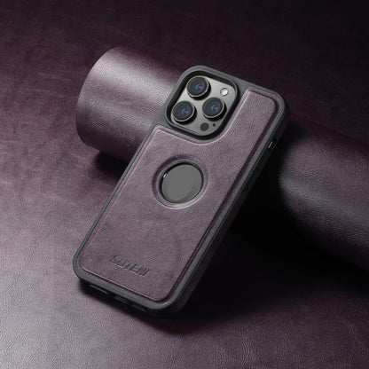 For iPhone 13 Pro Max Suteni G1 Magsafe Leather Back Phone Case(Purple)