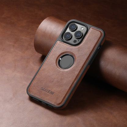 For iPhone 14 Pro Suteni G1 Magsafe Leather Back Phone Case(Brown)