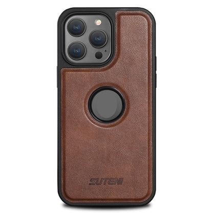 For iPhone 14 Pro Suteni G1 Magsafe Leather Back Phone Case(Brown)
